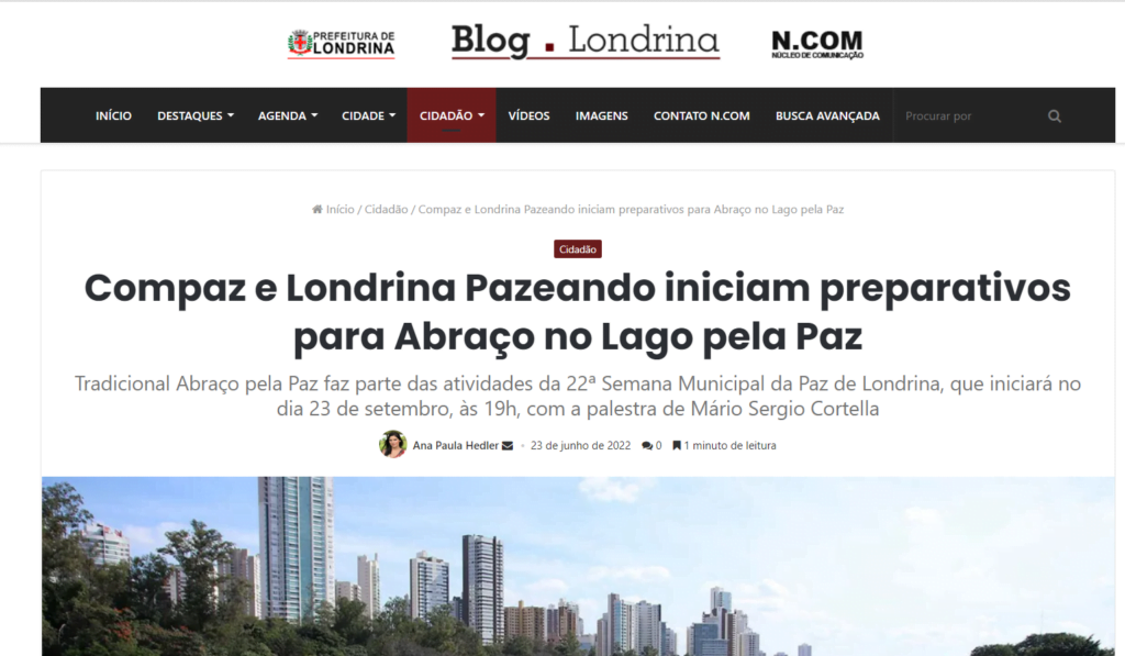 Preparativos para 14 Abraço no Lago pela Paz 2022 Londrina Pazeando